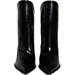 Black Patent Leather Pointed Ankle Boots Shoes