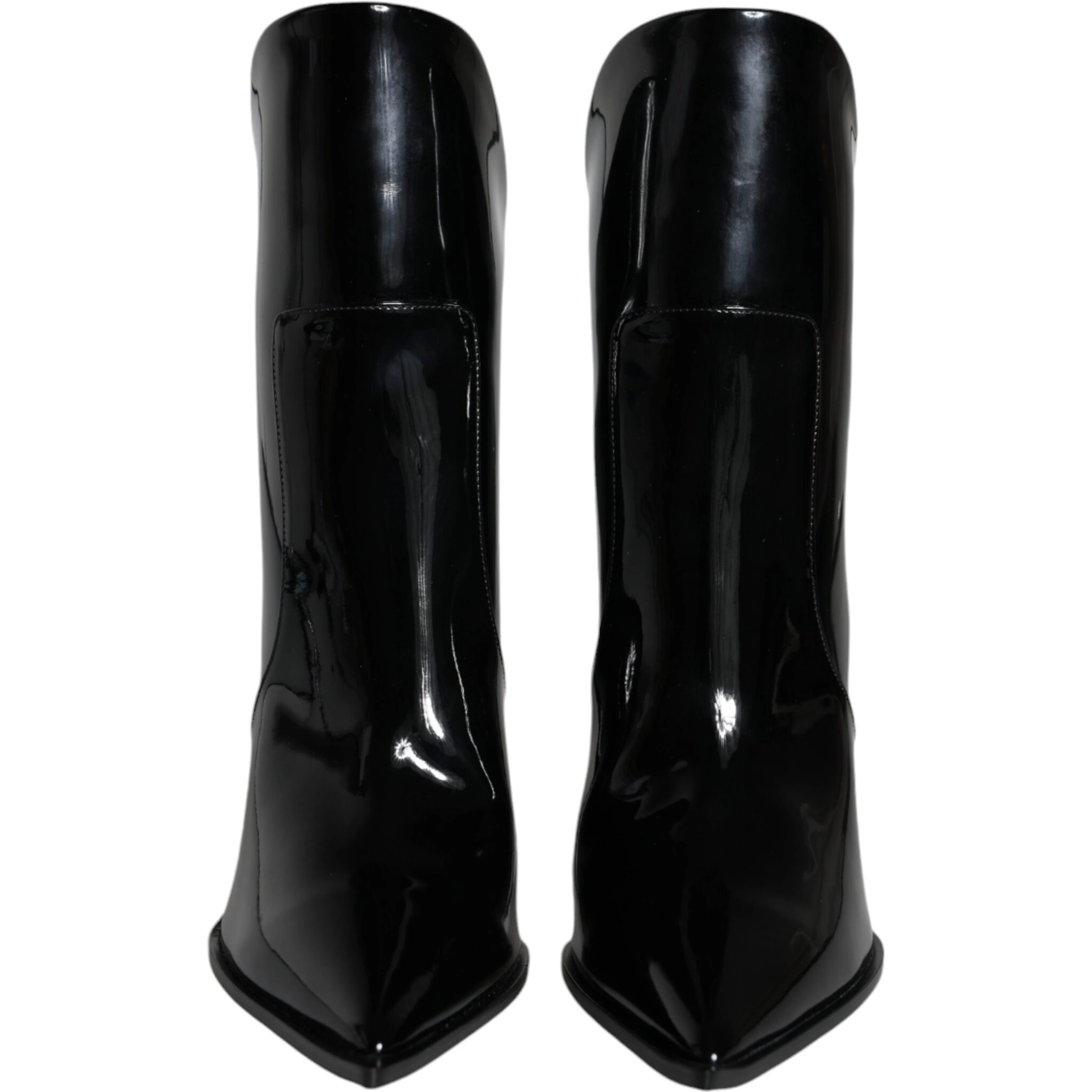Black Patent Leather Pointed Ankle Boots Shoes