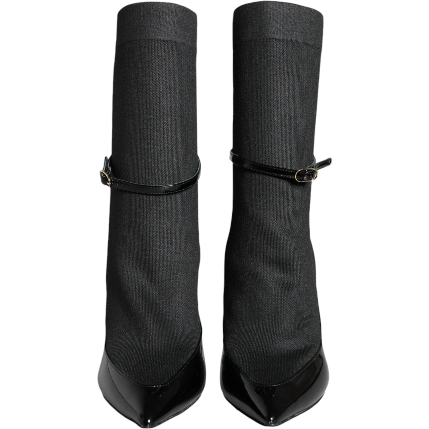 Black Leather Stilettos Booties Socks Shoes