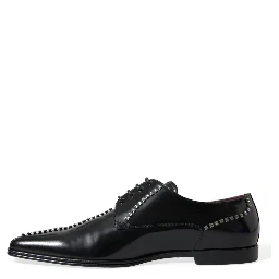 Black Leather Crystal Dress Formal Shoes
