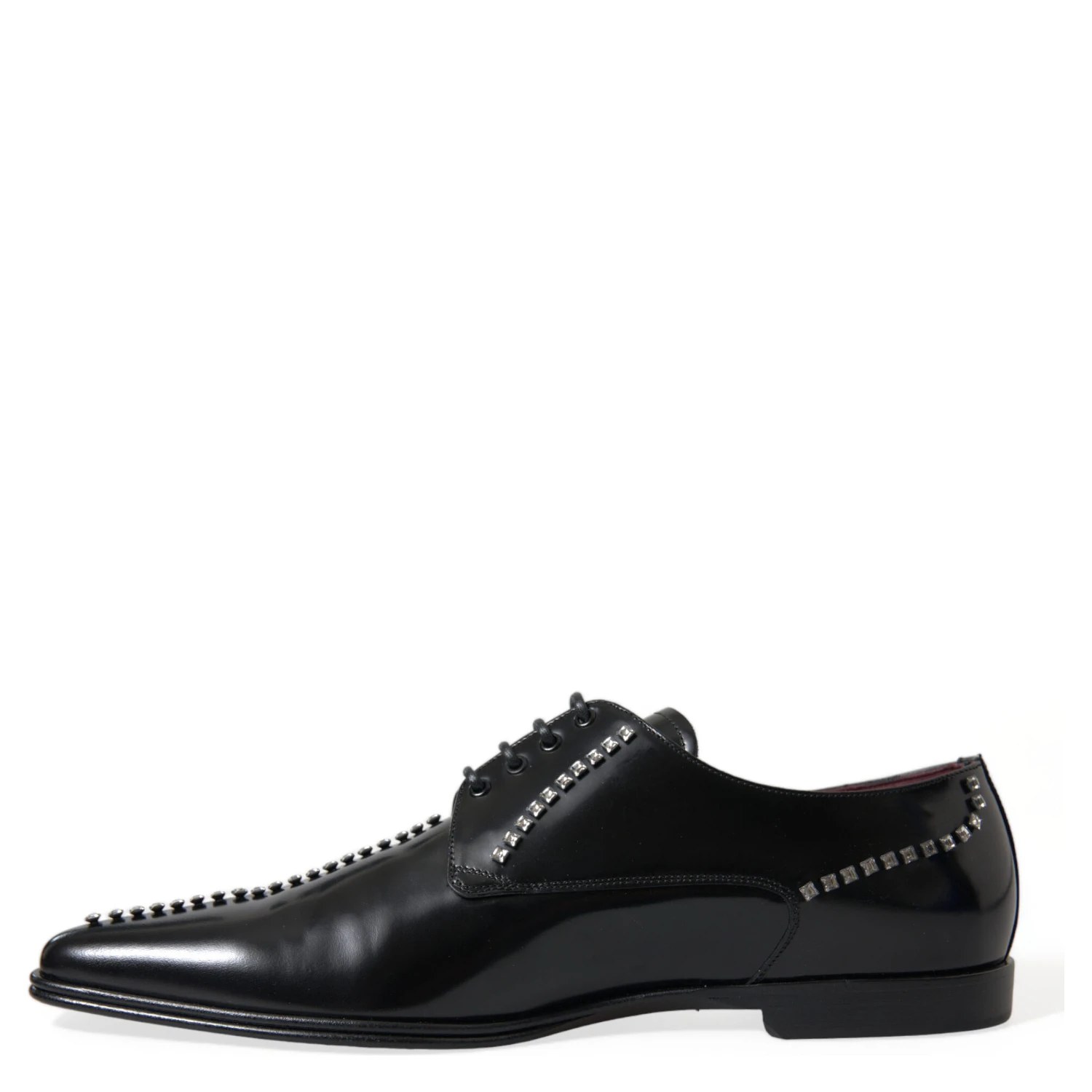 Black Leather Crystal Dress Formal Shoes
