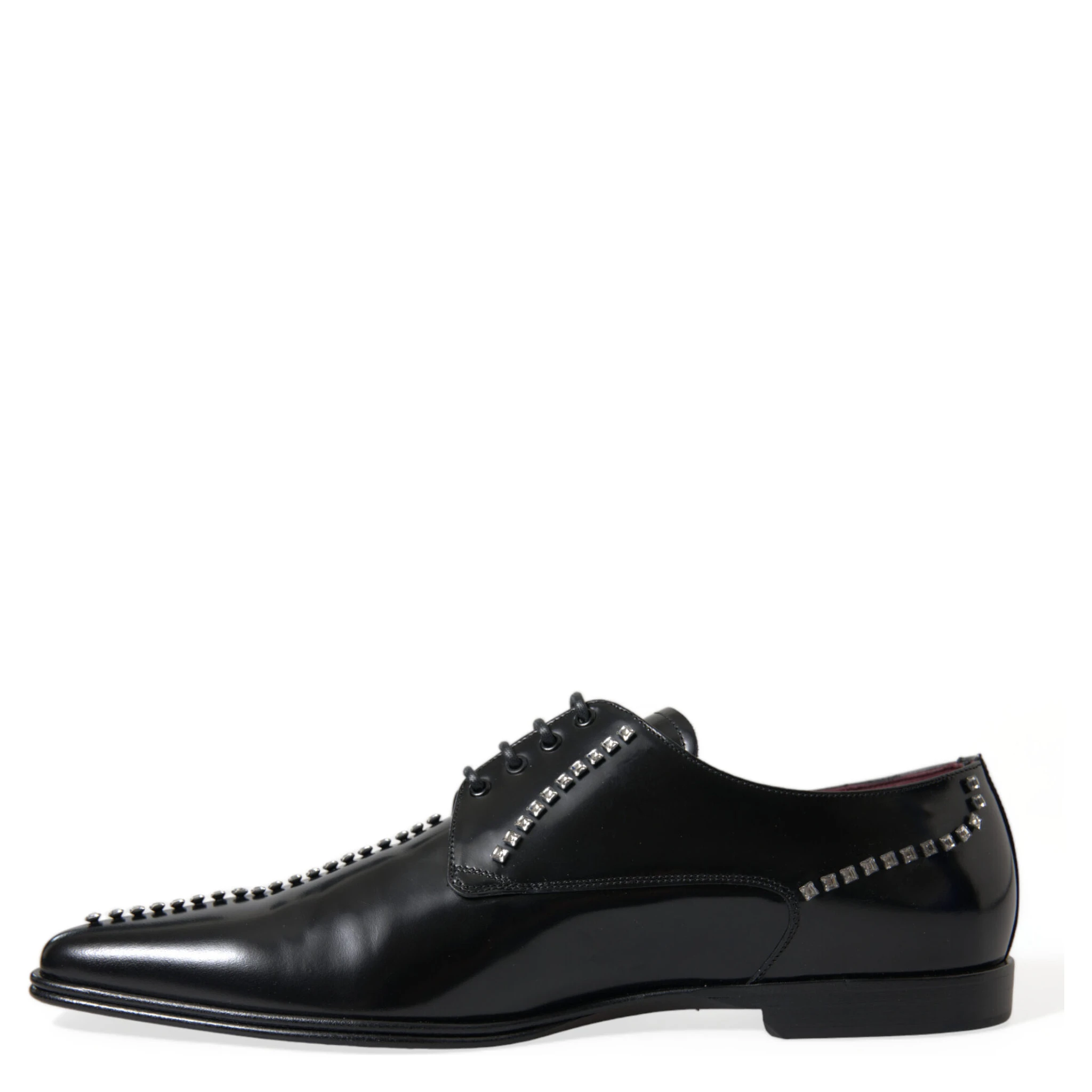 Black Leather Crystal Dress Formal Shoes