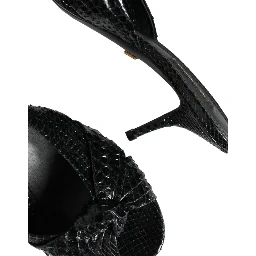 Black Leather Heels Slides Sandals Shoes