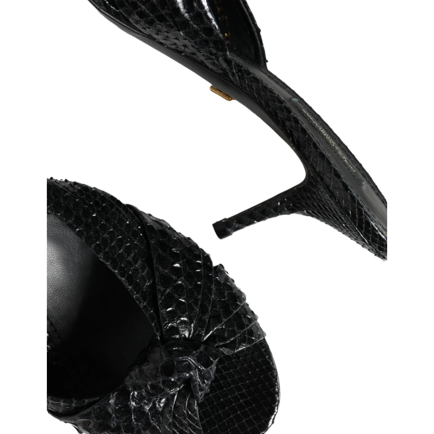 Black Leather Heels Slides Sandals Shoes