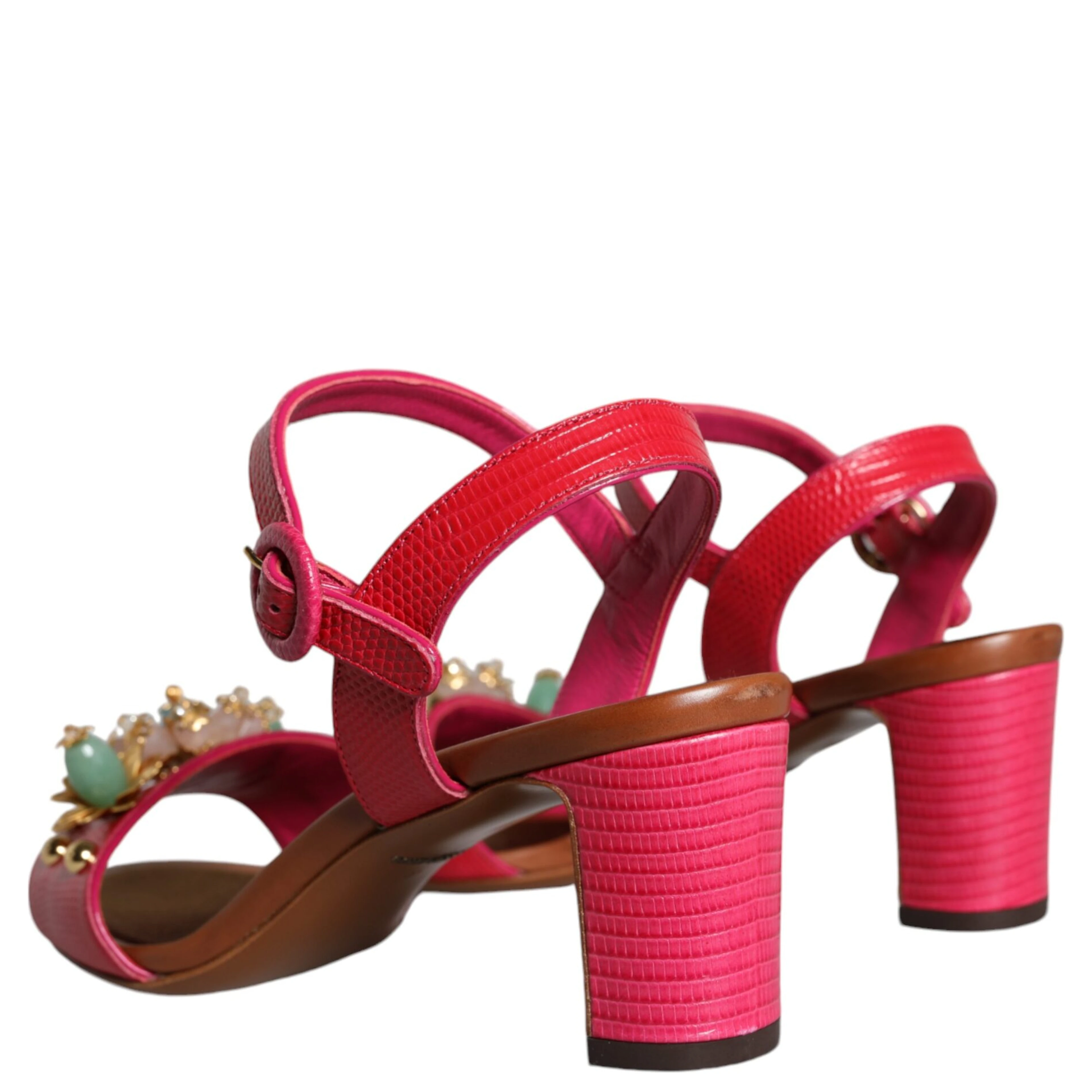 Fuchsia Leather Embellished Keira Sandals Shoes