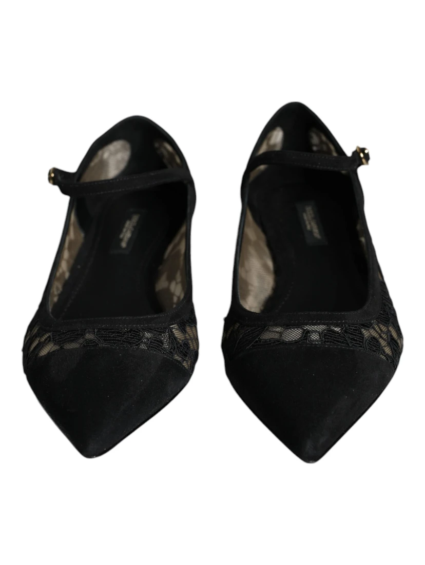 Black Taormina Lace Bellucci Flats Shoes