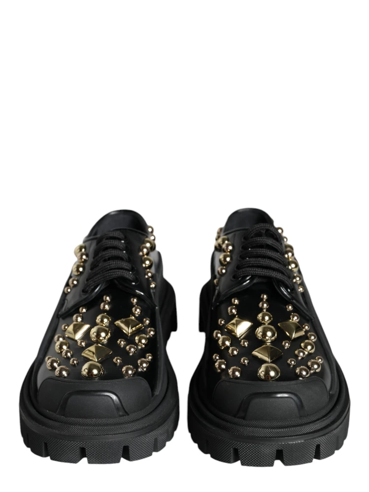 Black Leather Trekking Derby Embellished Shoes alternative