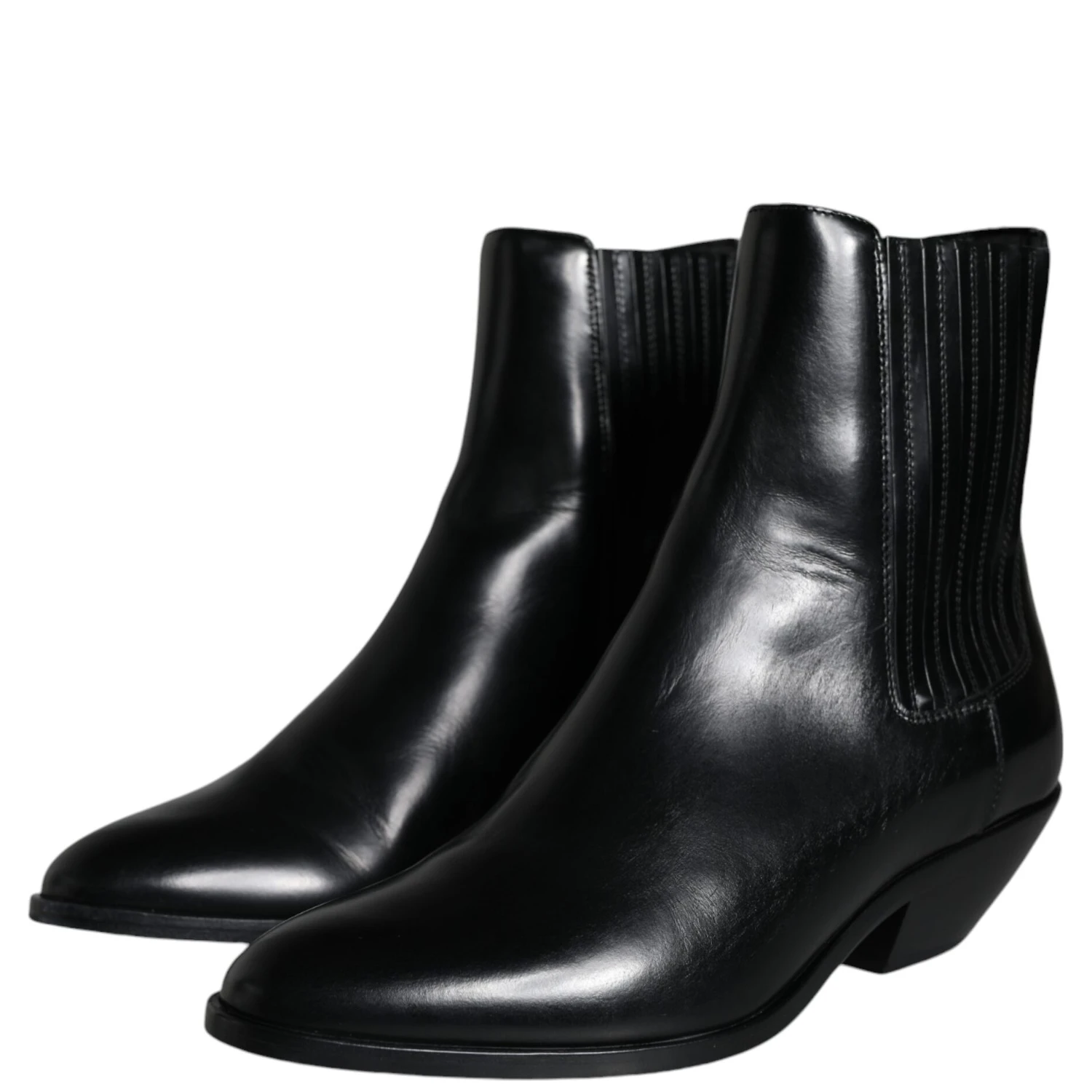 Black Leather Ankle Boots Booties Shoes