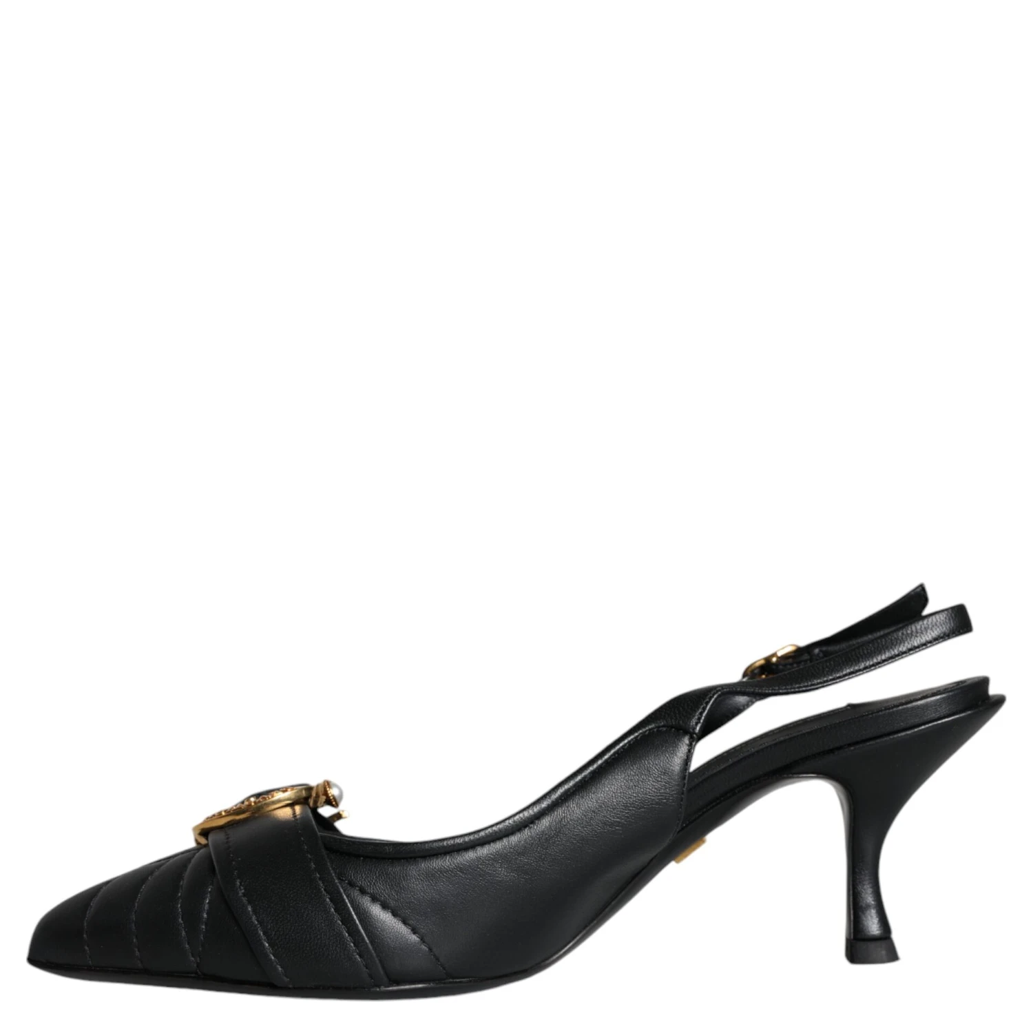 Black Devotion Leather Heels Slingback Shoes