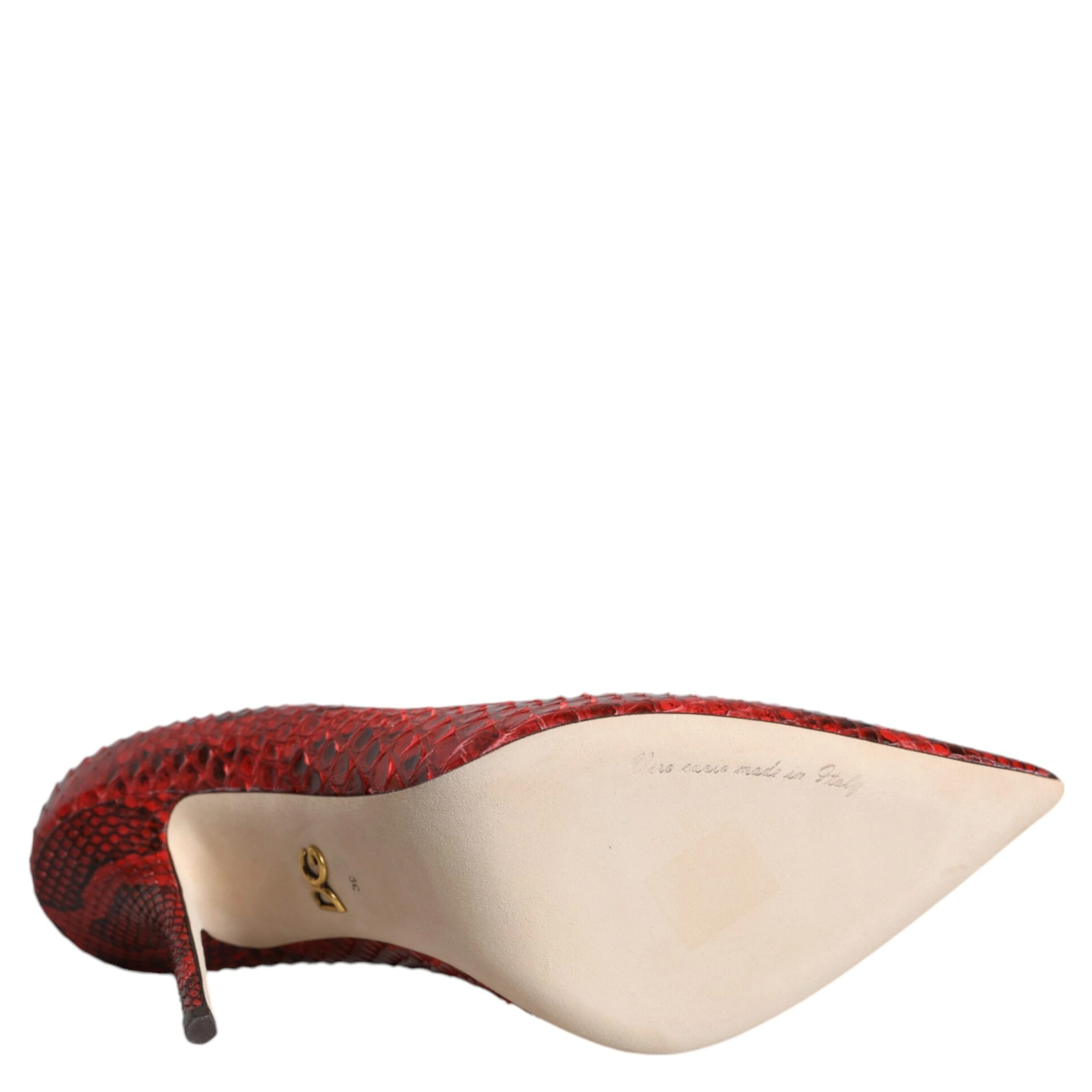 Red Leather Stiletto High Heels Pumps Shoes