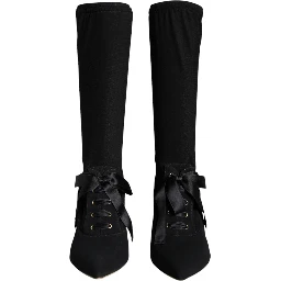 Black Stiletto Heels Mid Calf Boots Shoes