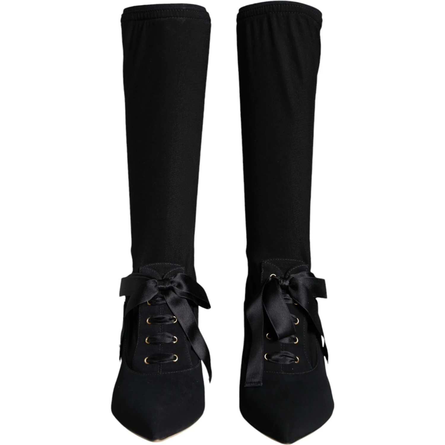 Black Stiletto Heels Mid Calf Boots Shoes