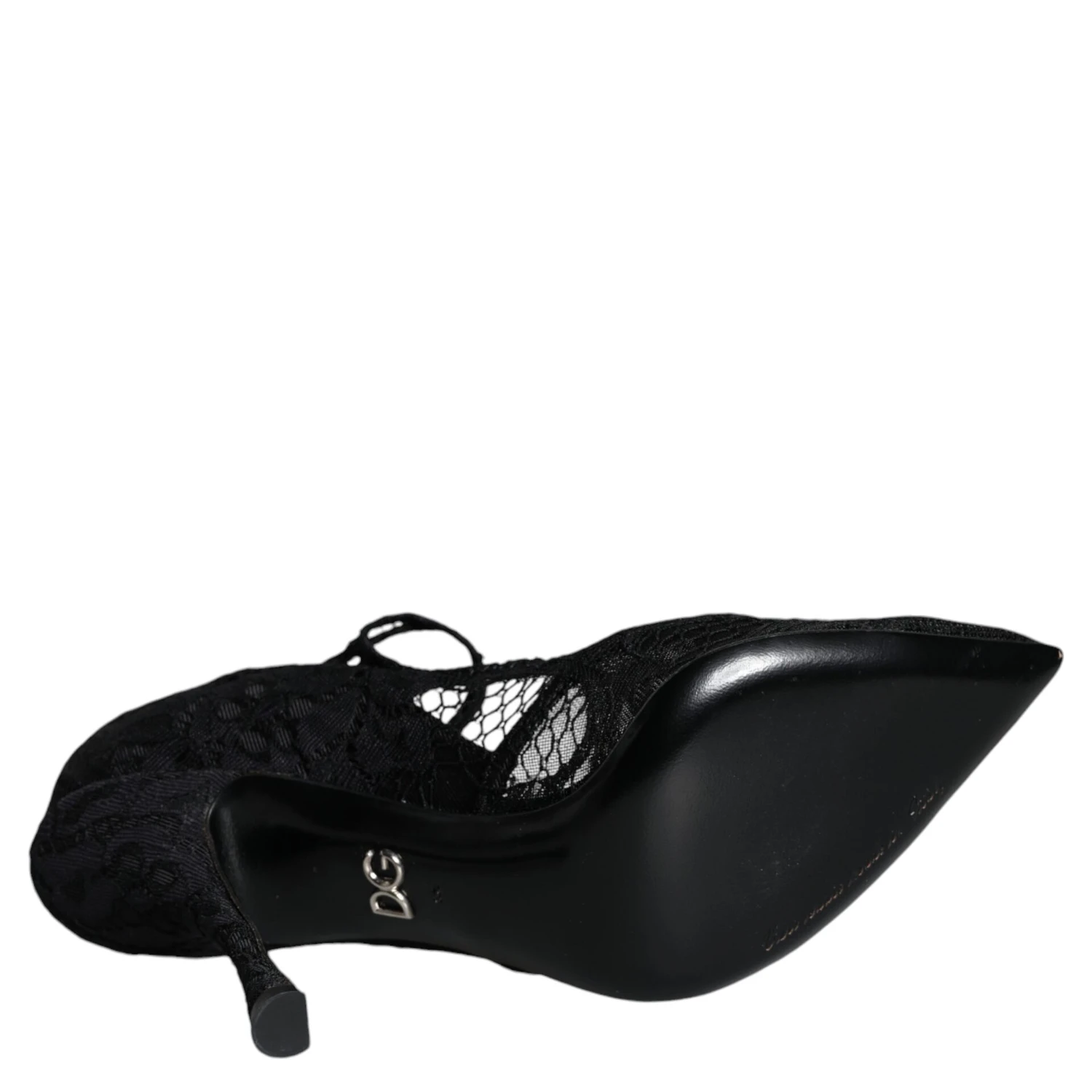 Black Mary Jane Pumps Lace Crystals Heels Shoes