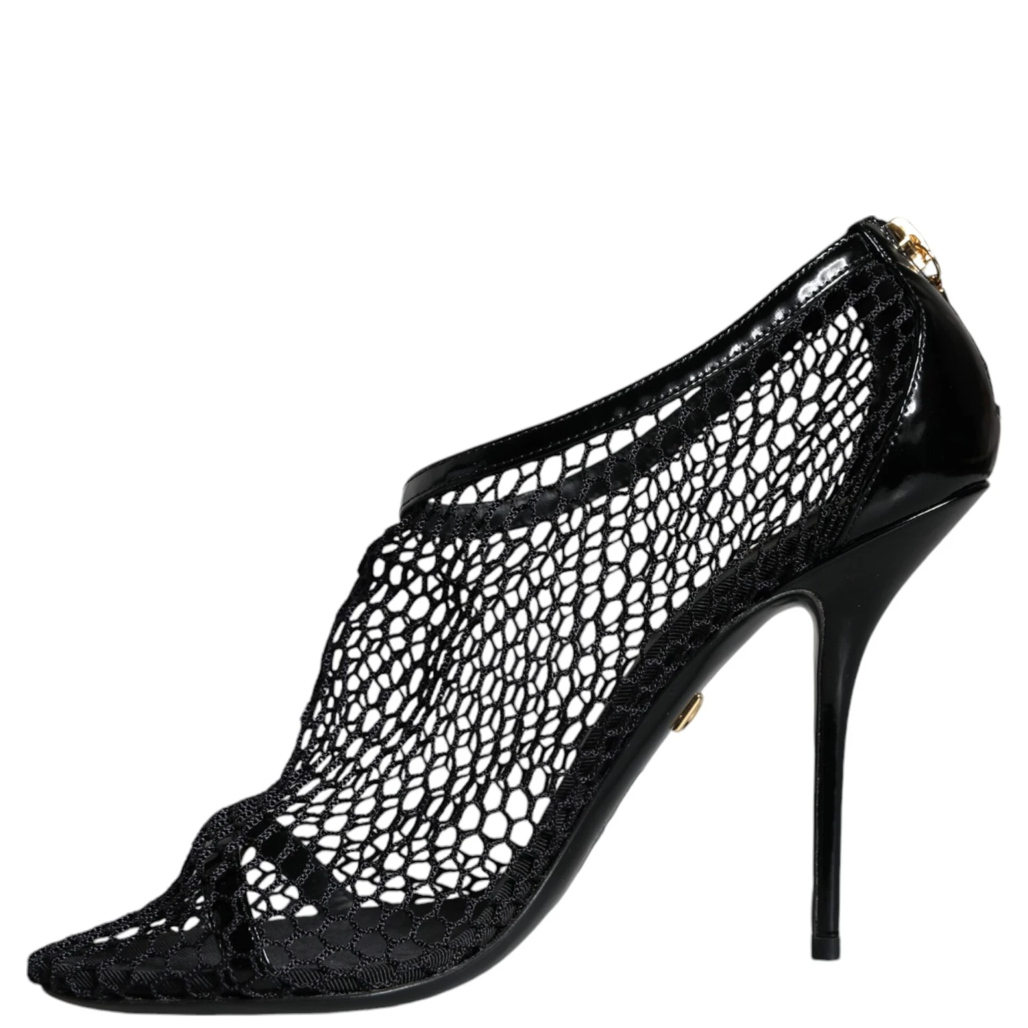 Black Mesh Leather Heels Keira Sandals Shoes