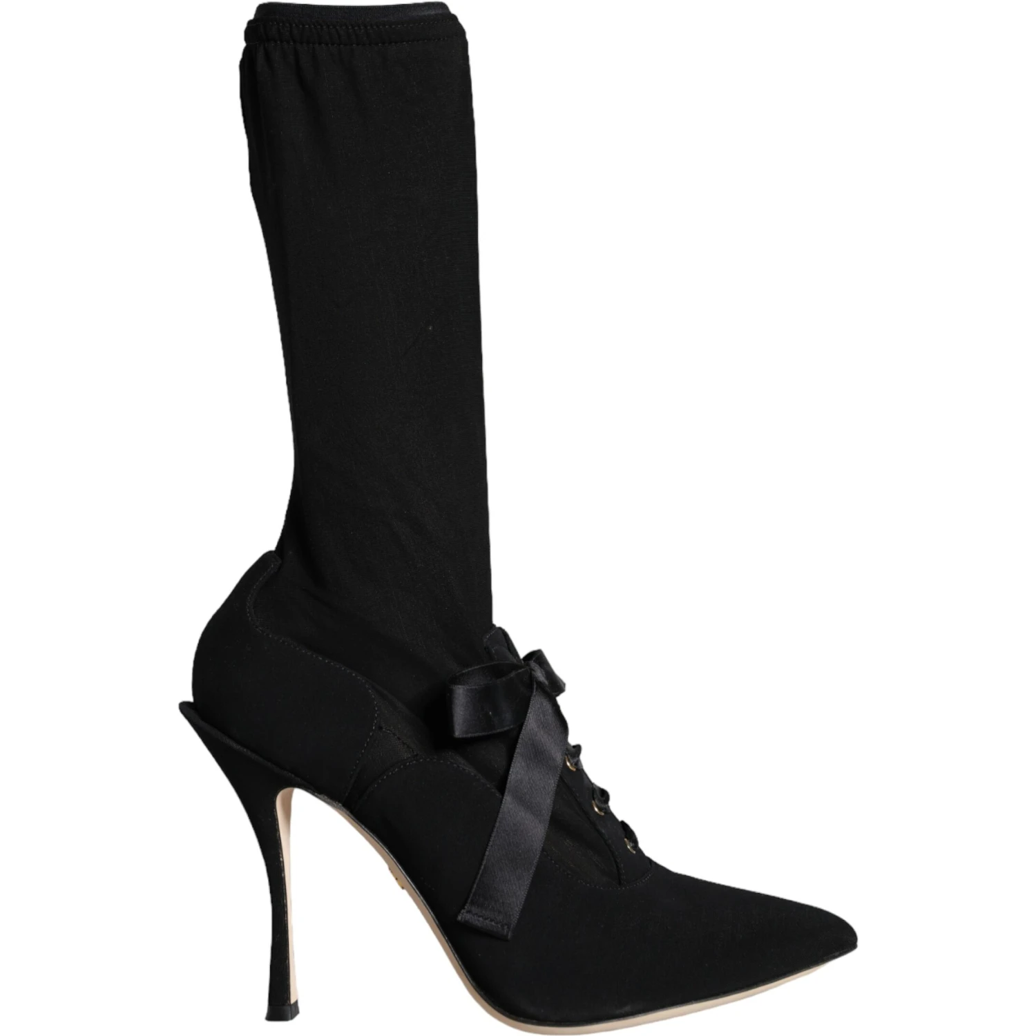 Black Stiletto Heels Mid Calf Boots Shoes