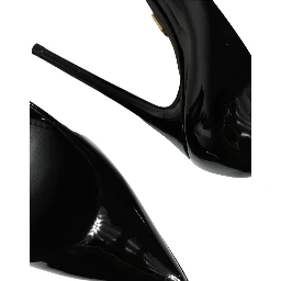 Black Leather Platform Heels Pumps Shoes