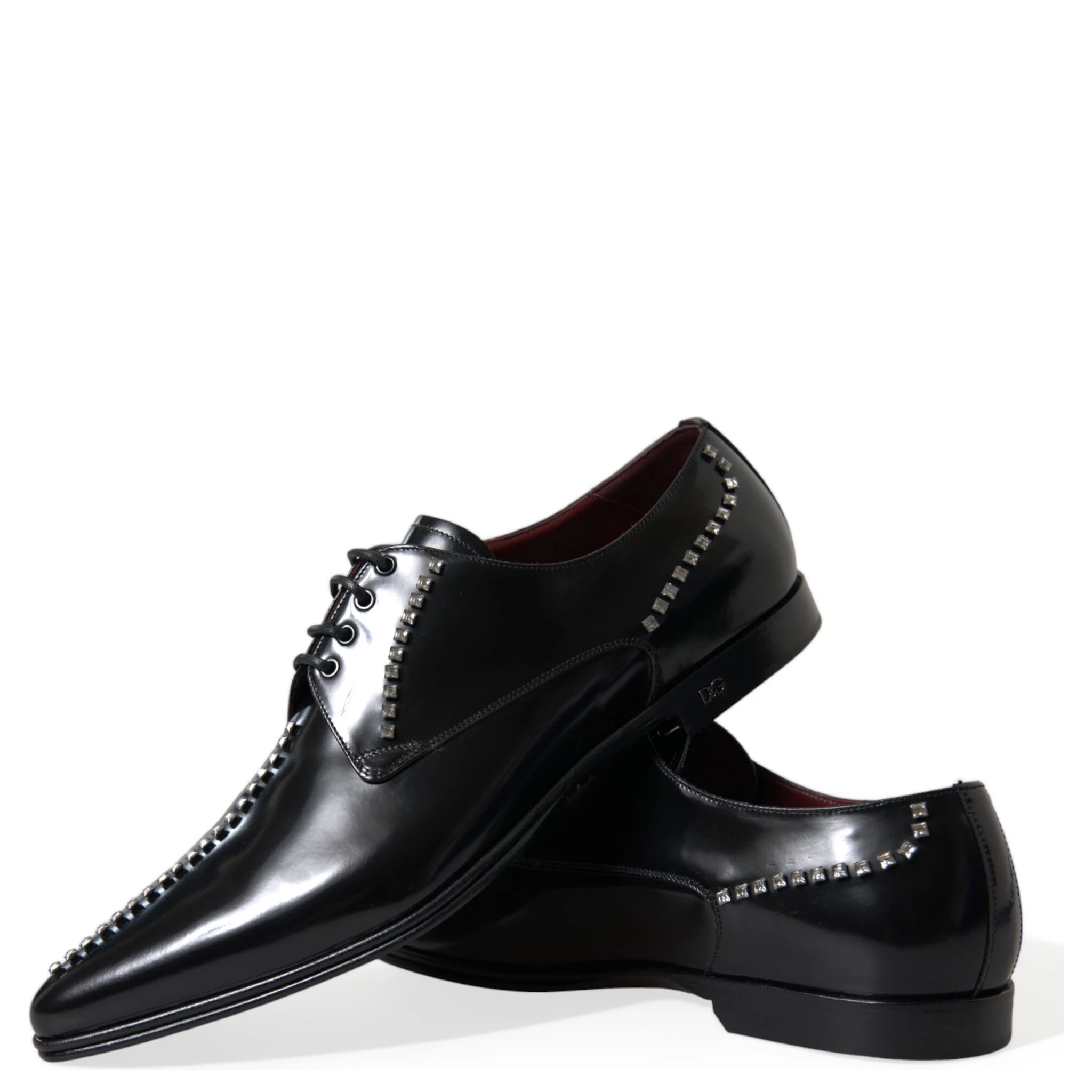 Black Leather Crystal Dress Formal Shoes