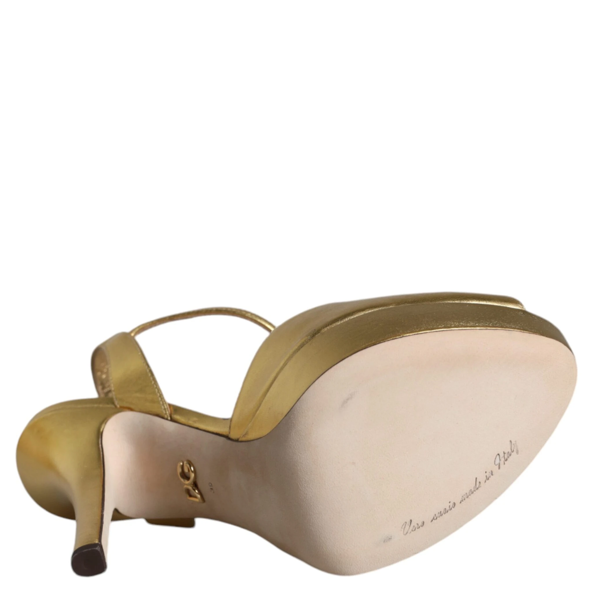Gold Bette Leather Heels Sandals Shoes
