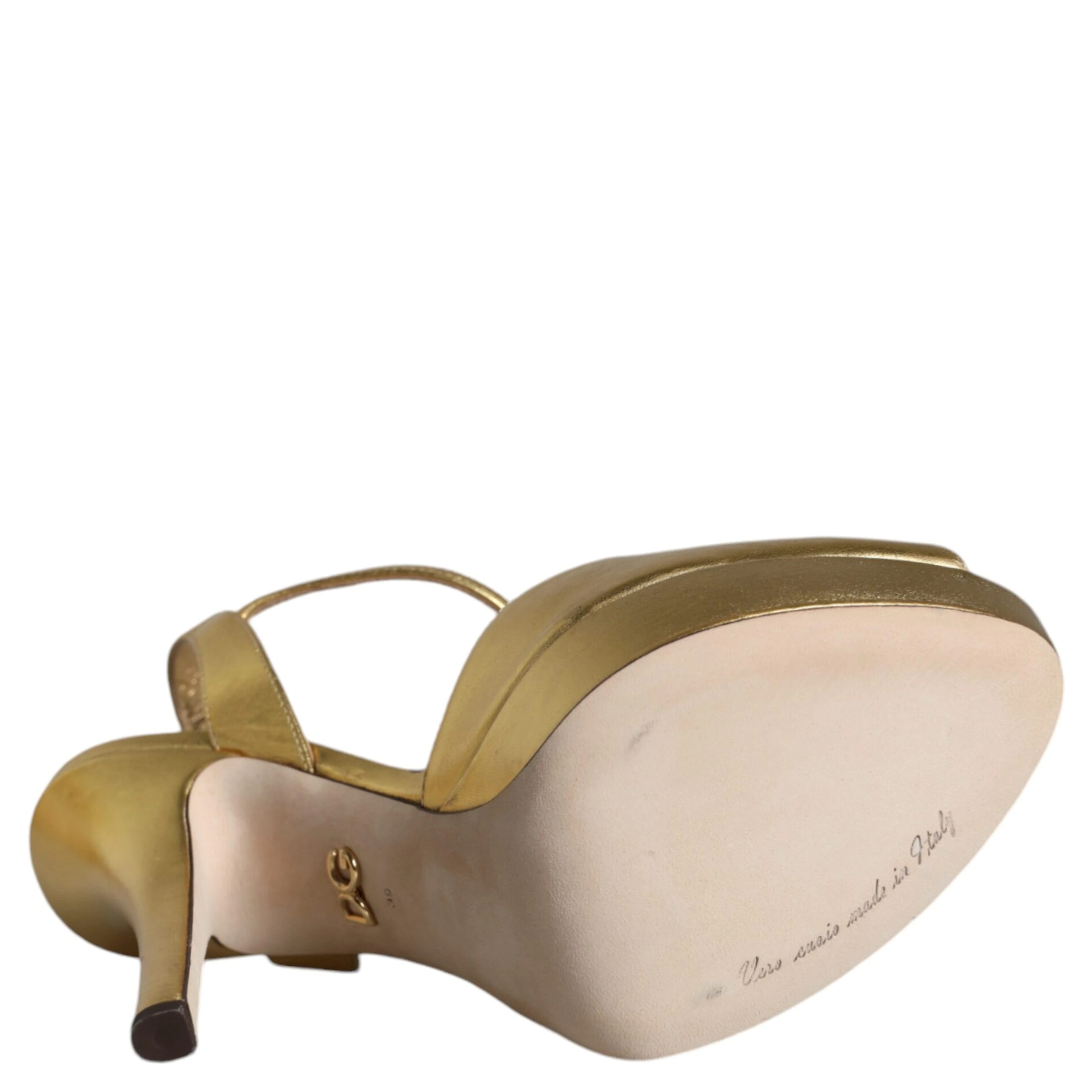 Gold Bette Leather Heels Sandals Shoes