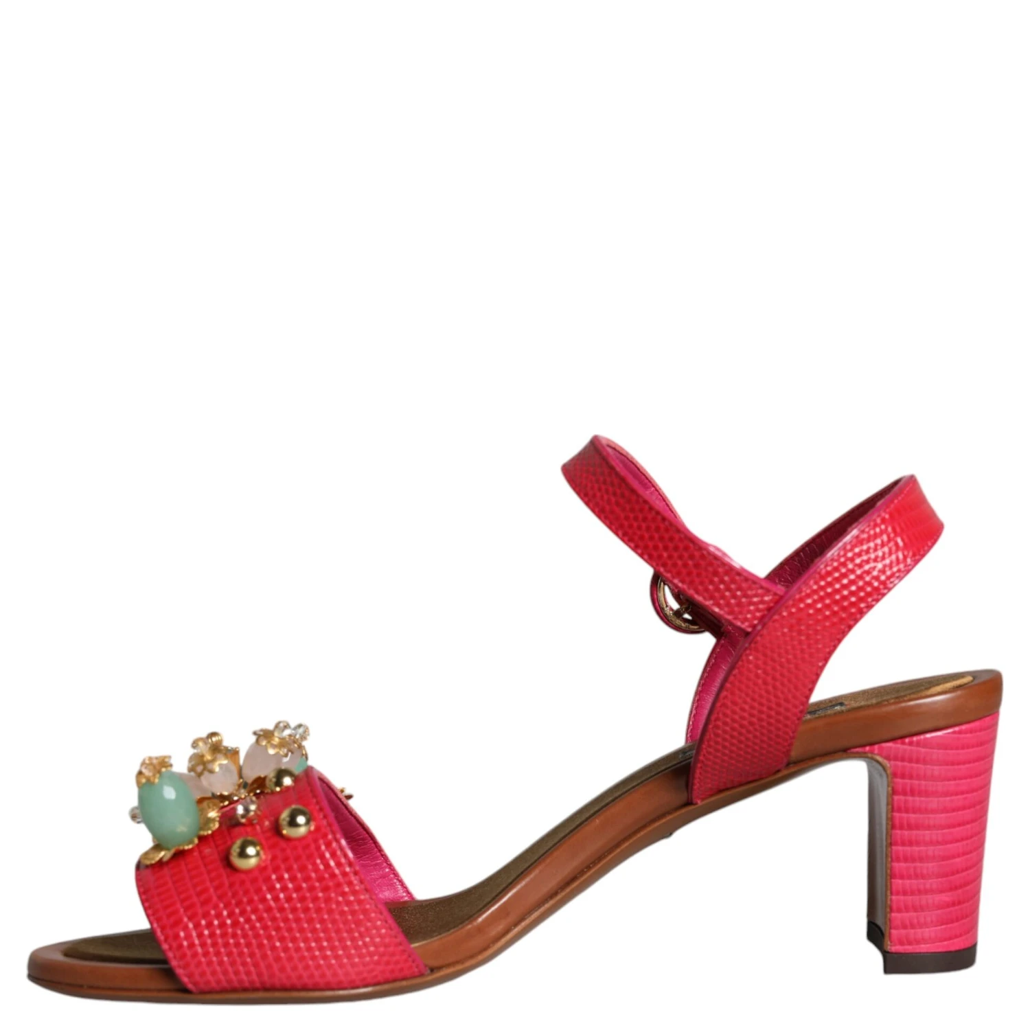 Fuchsia Leather Embellished Keira Sandals Shoes
