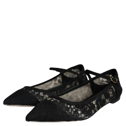 Black Taormina Lace Bellucci Flats Shoes