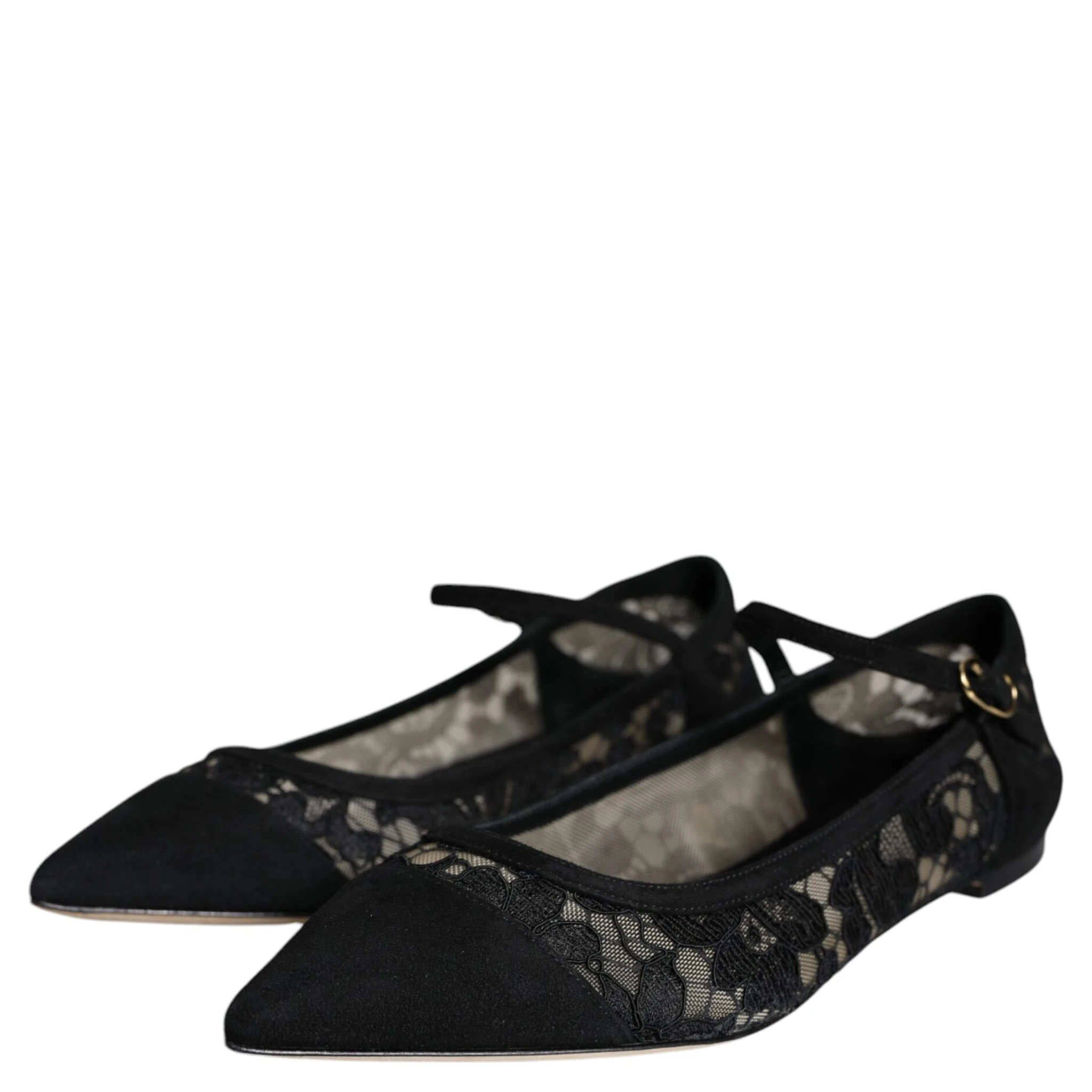 Black Taormina Lace Bellucci Flats Shoes