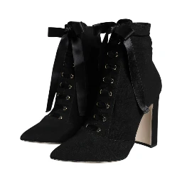Black Jersey Stretch Ankle Booties Shoes