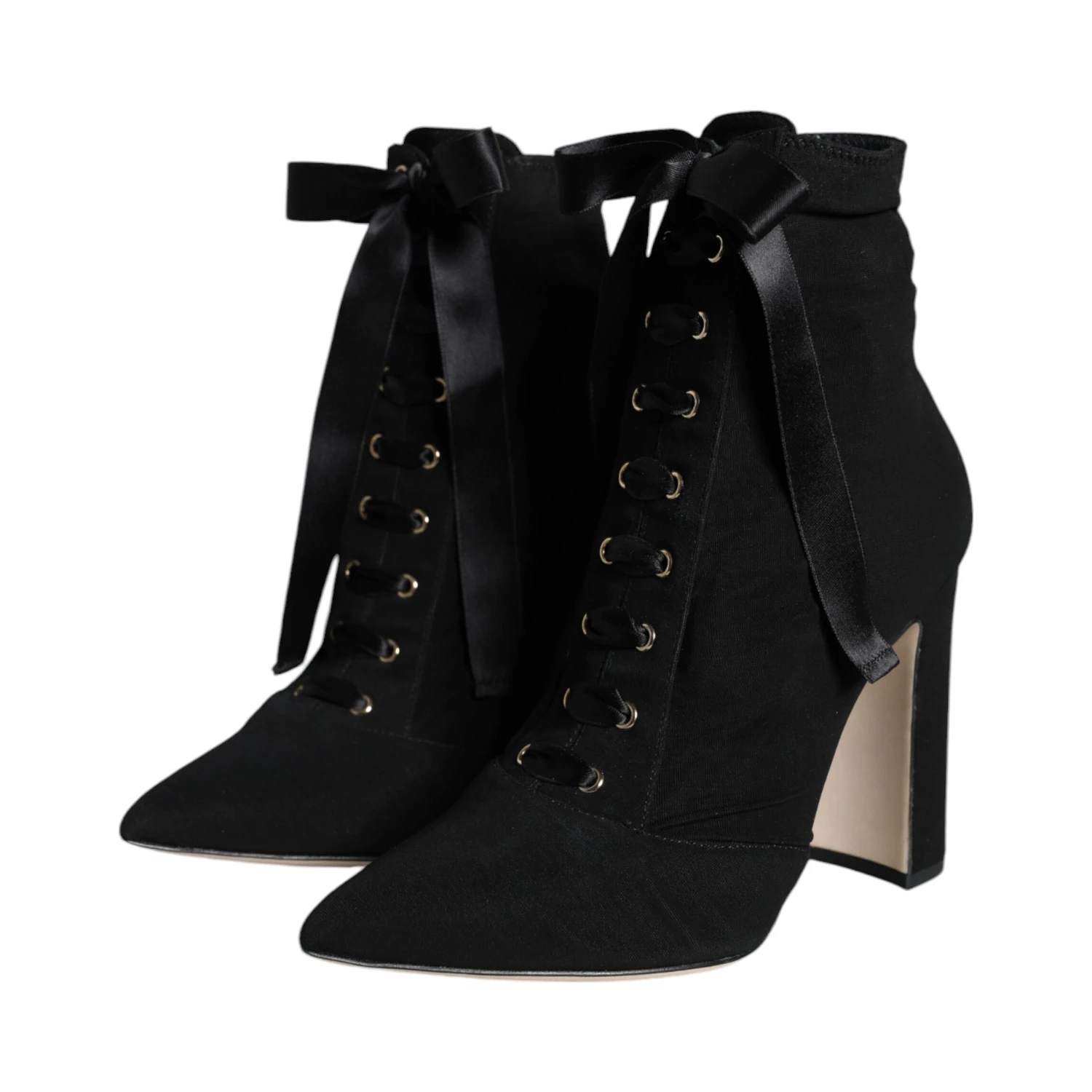 Black Jersey Stretch Ankle Booties Shoes