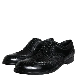 Black Leather Floral Lace Dress Formal Shoes