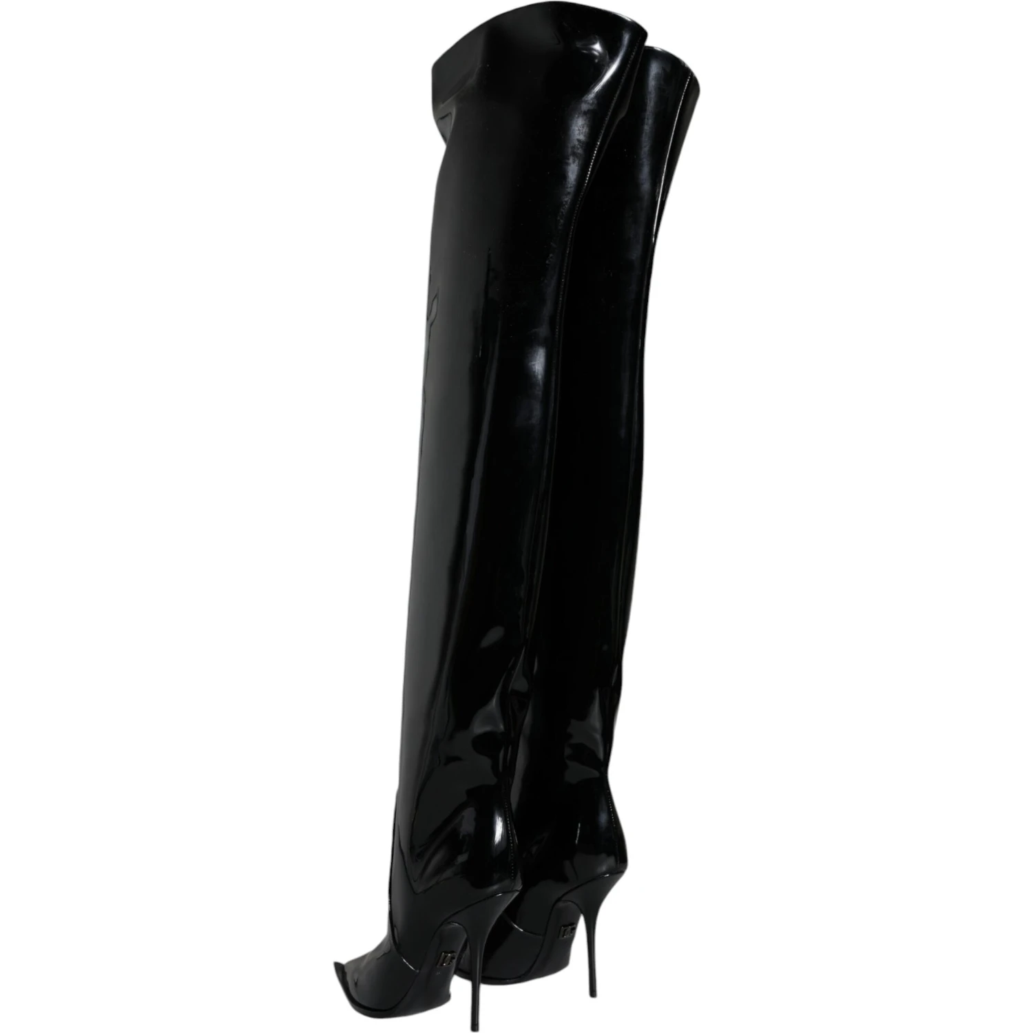 Black Patent Leather Knee High Boots Shoes