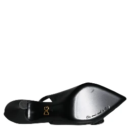 Black Devotion Leather Heels Slingback Shoes