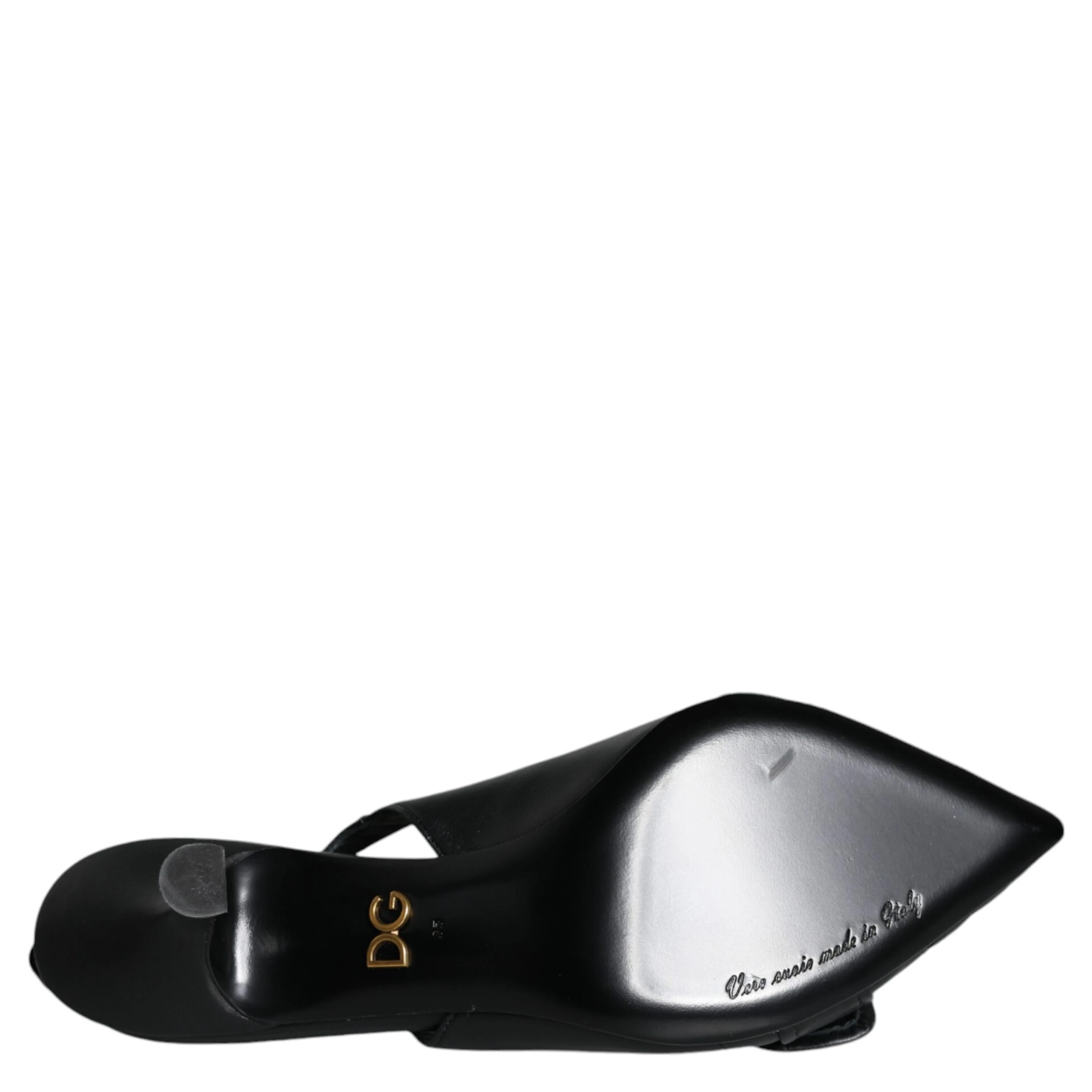 Black Devotion Leather Heels Slingback Shoes