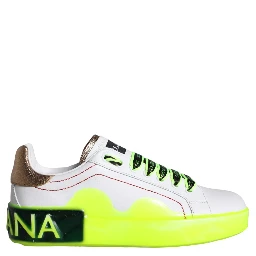White Leather Portofino Low Top Sneakers Shoes