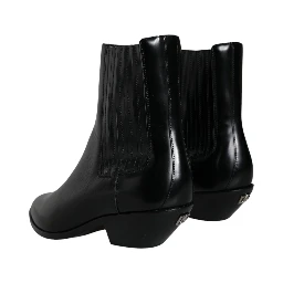 Black Leather Ankle Boots Booties Shoes