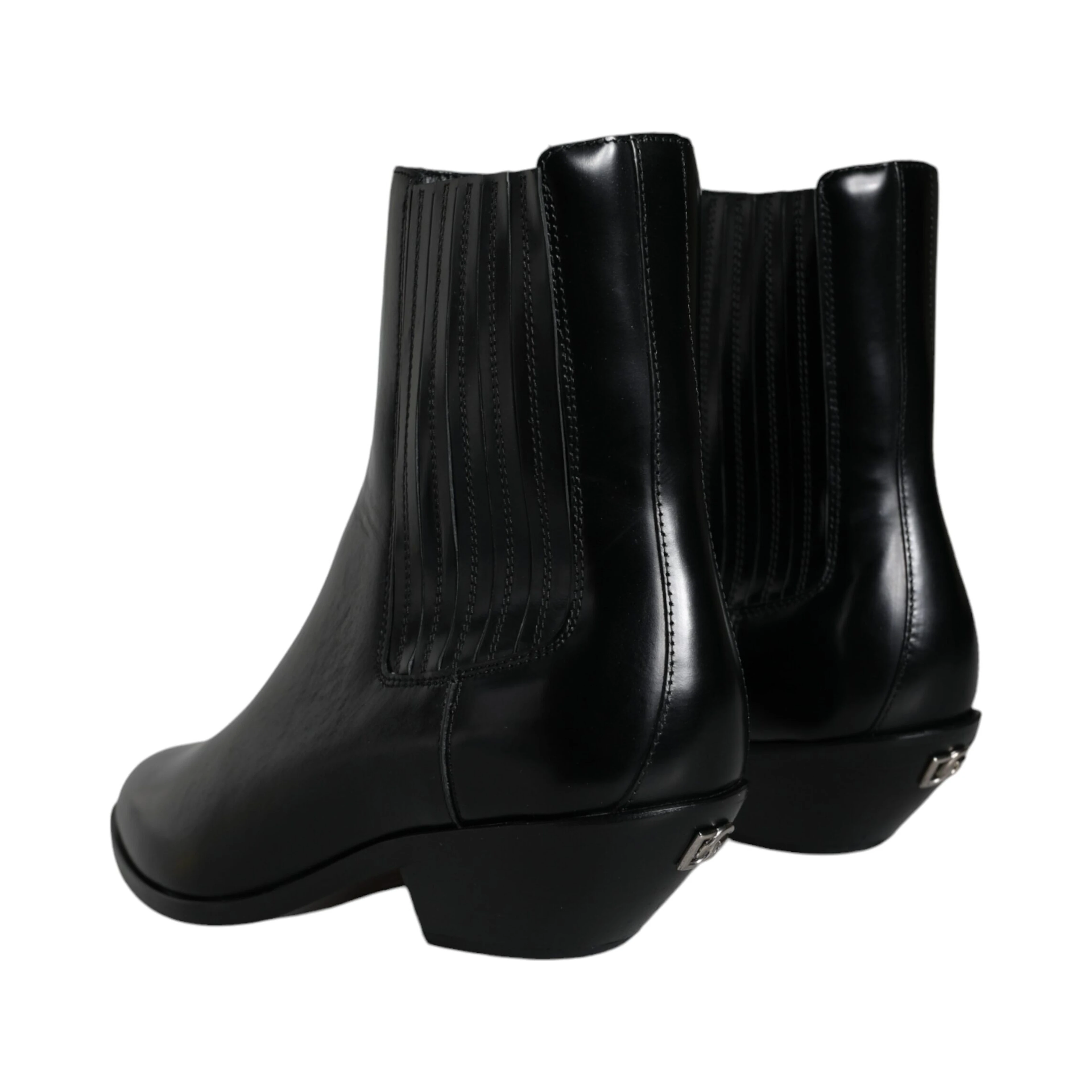 Black Leather Ankle Boots Booties Shoes