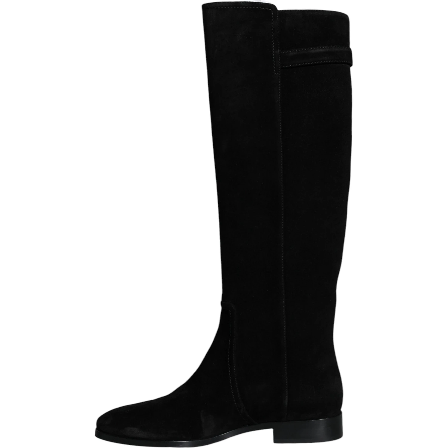 Black Suede Leather Knee High Boots Shoes