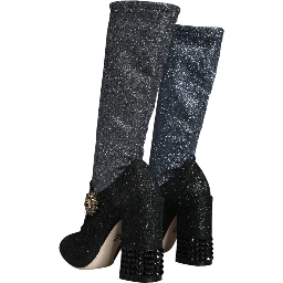 Black Crystal Mary Janes Booties Shoes