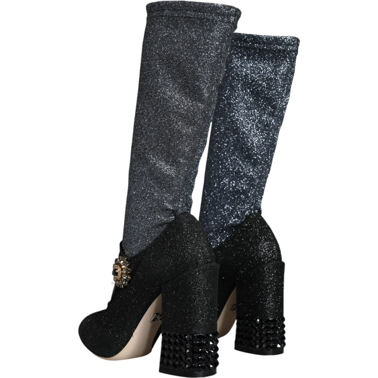 Black Crystal Mary Janes Booties Shoes