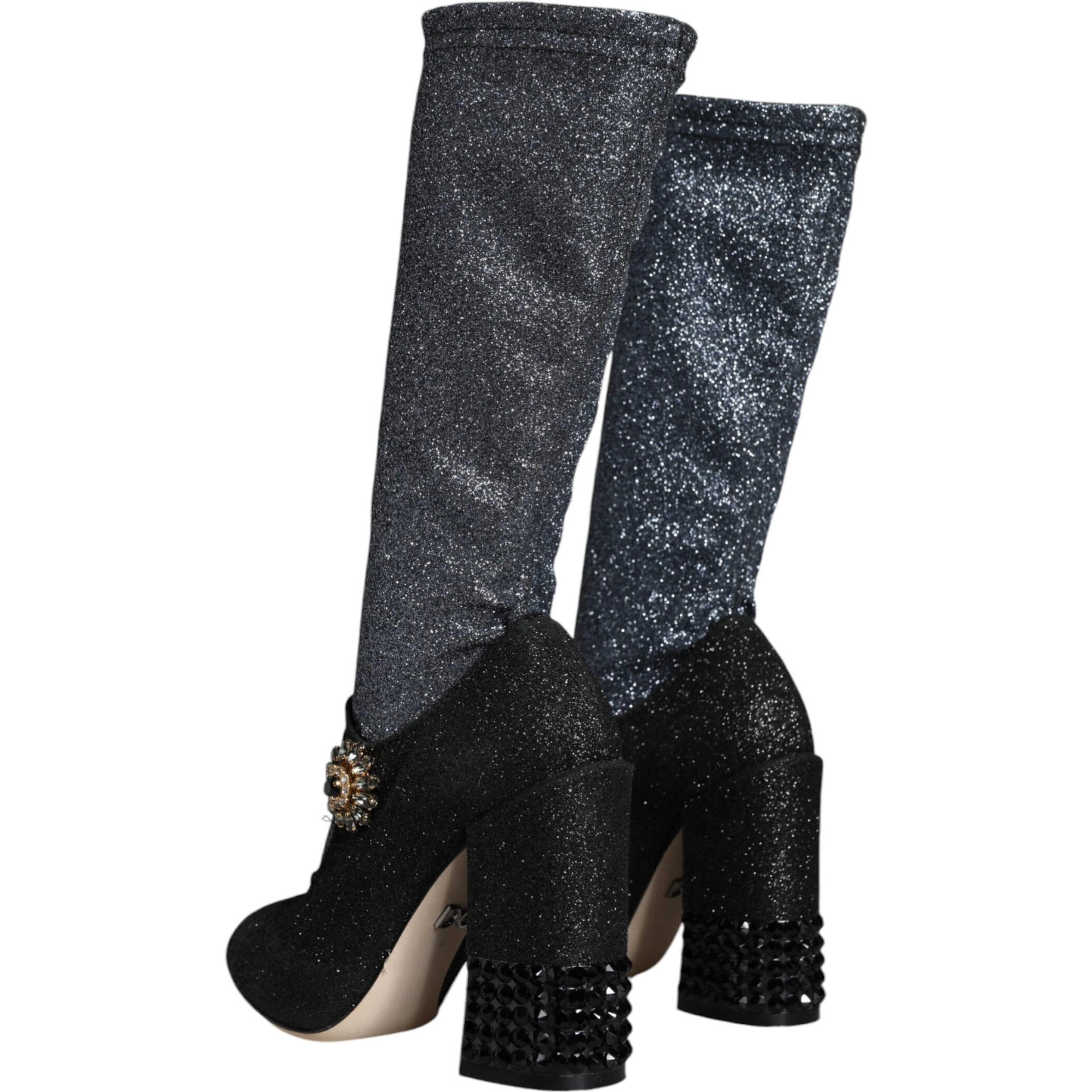 Black Crystal Mary Janes Booties Shoes