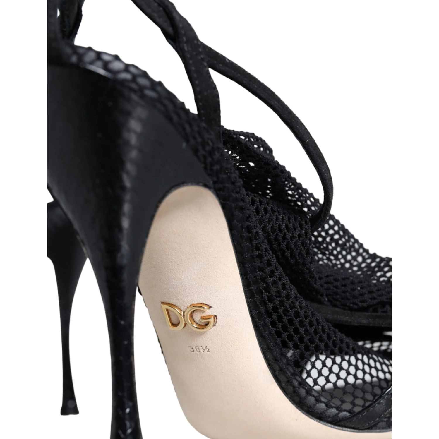 Black Mesh Stiletto Heels Sandals Shoes