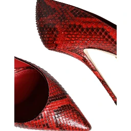 Red Leather Stiletto High Heels Pumps Shoes