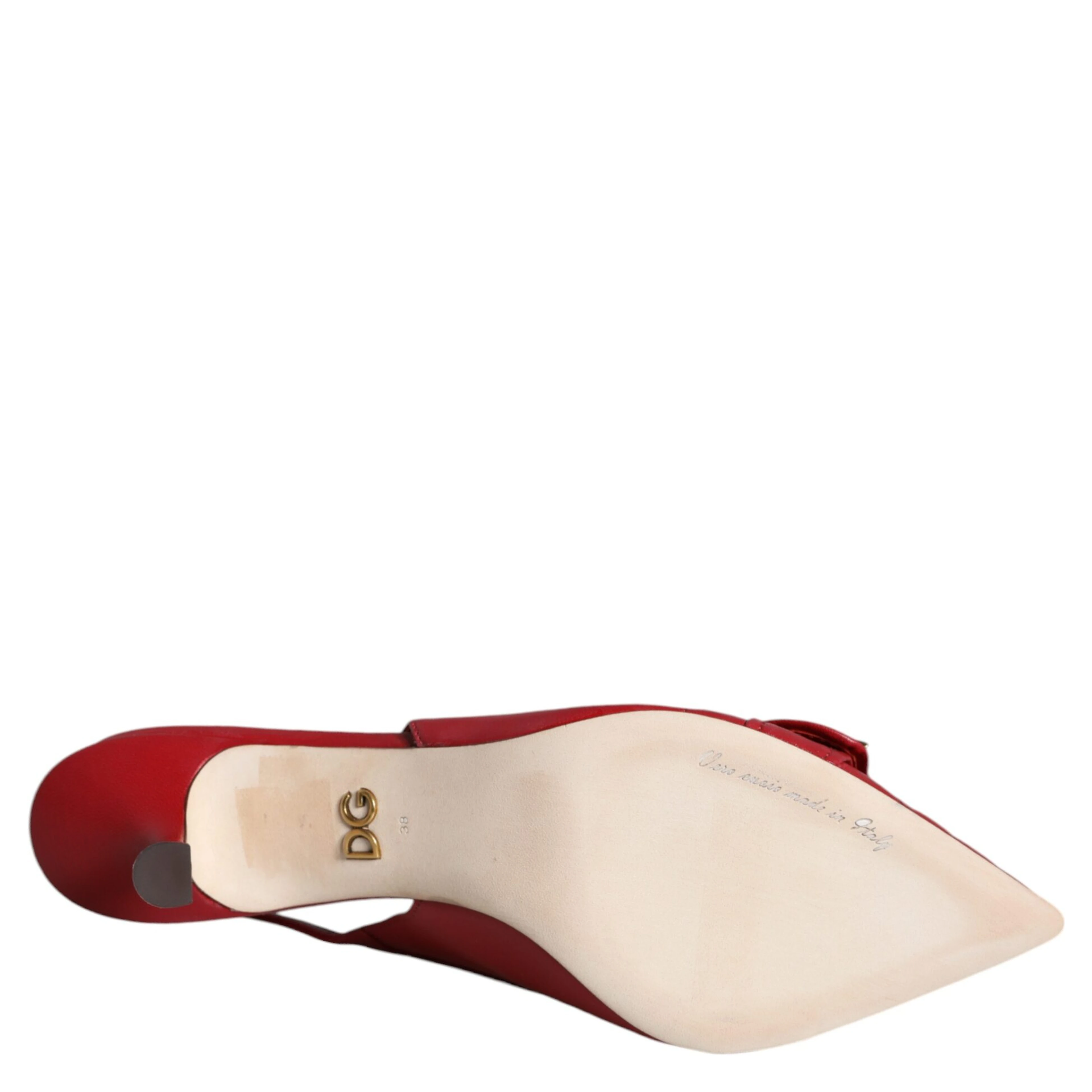 Red Devotion Leather Heels Slingback Shoes