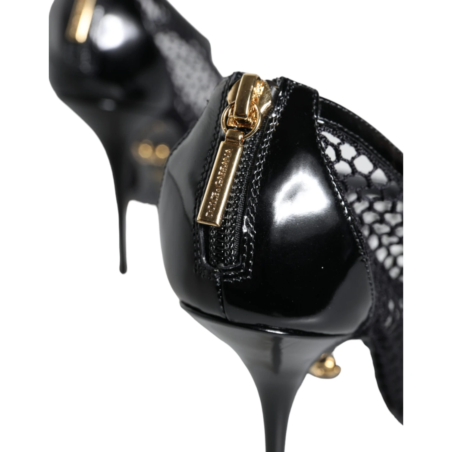 Black Mesh Leather Heels Keira Sandals Shoes