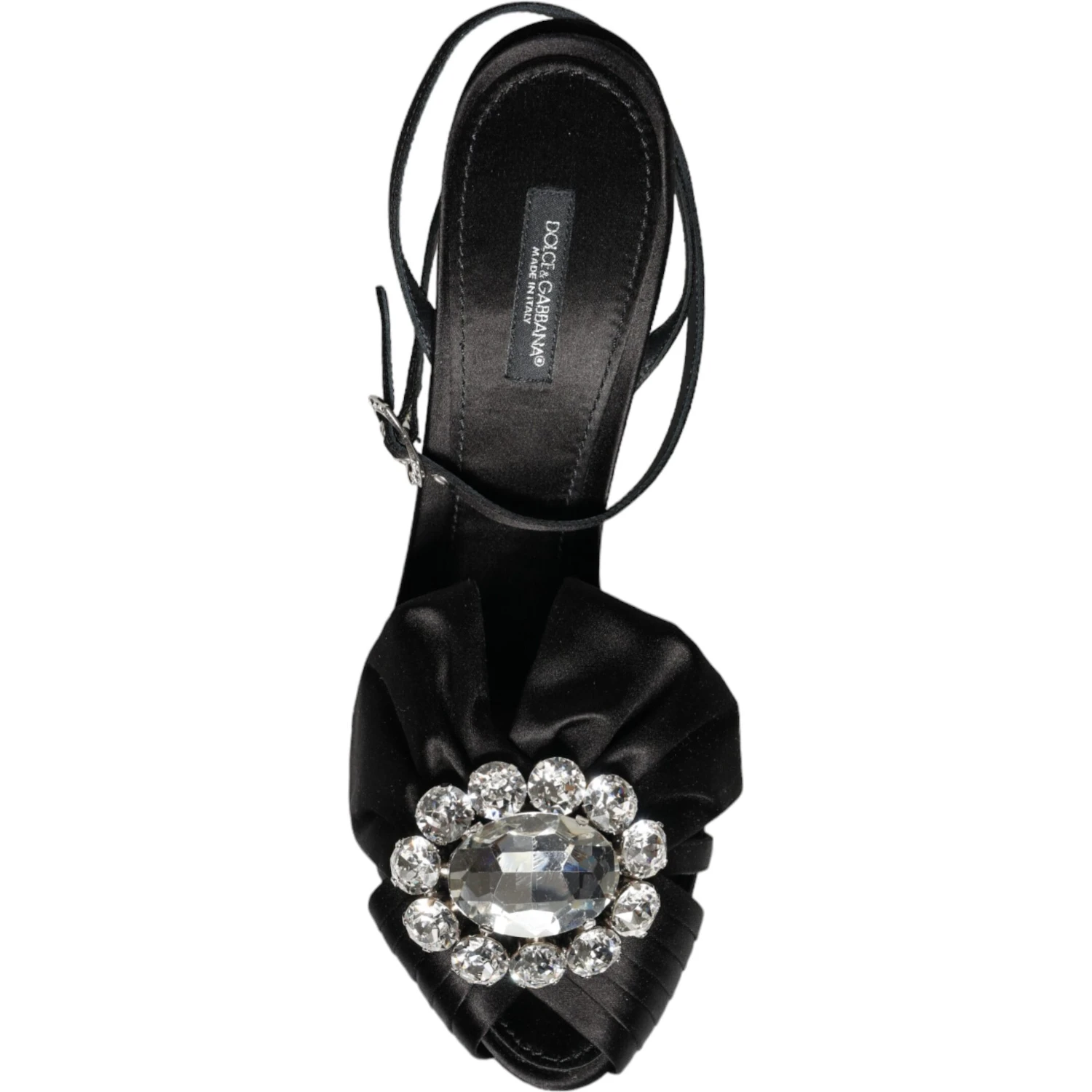 Black Crystal Ankle Strap Sandals Shoes
