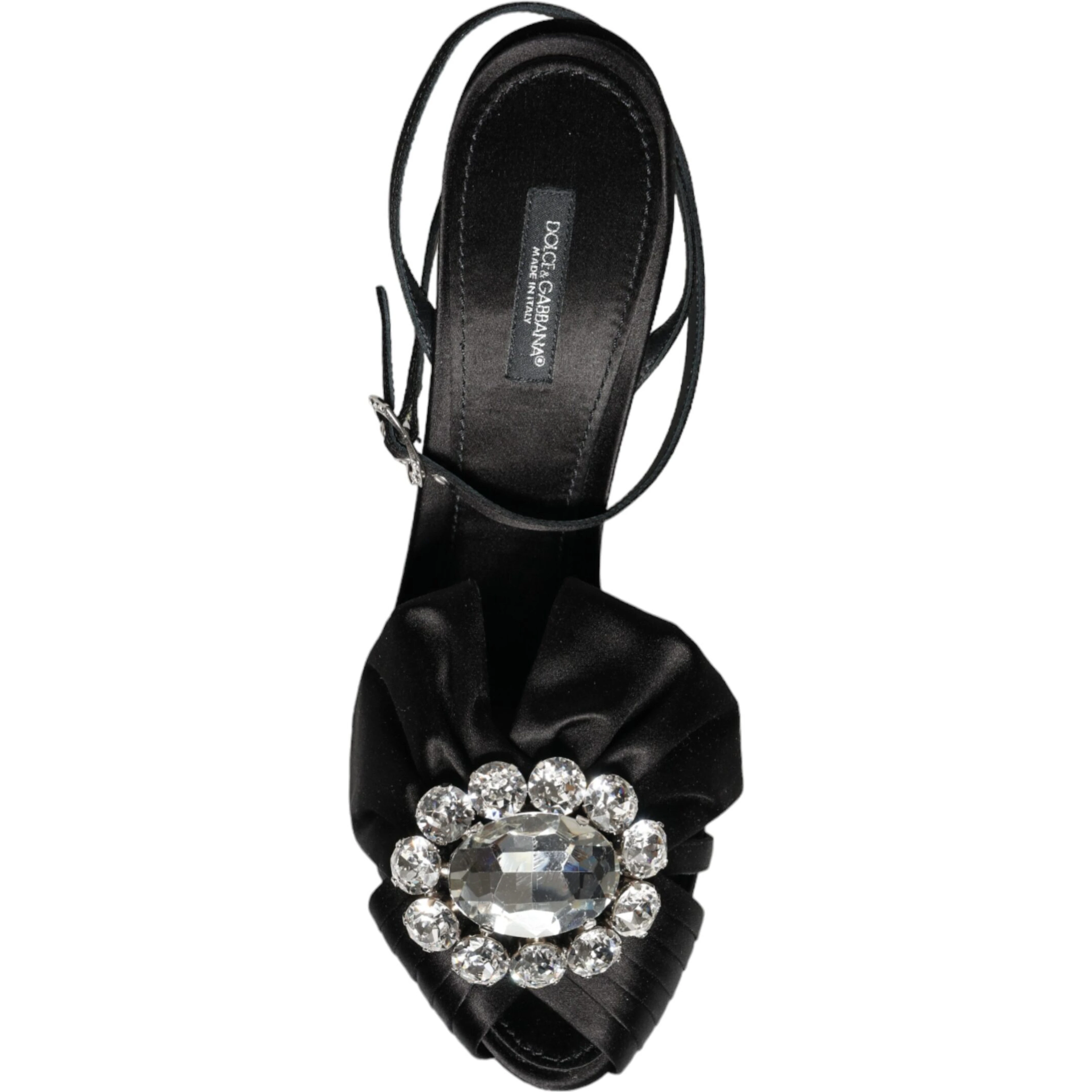 Black Crystal Ankle Strap Sandals Shoes
