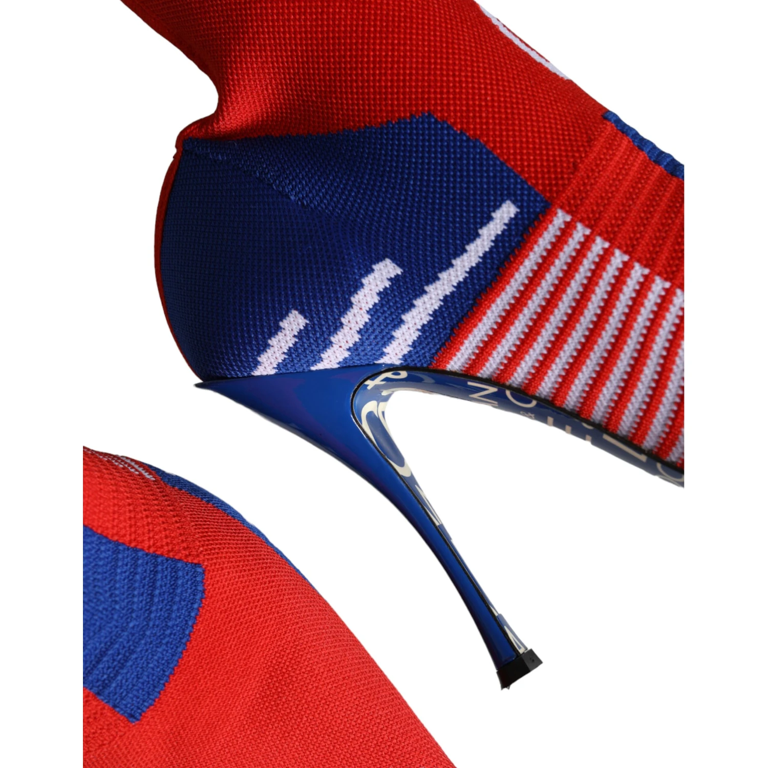 Red Blue Stretch Sock Style Ankle Boots Logo Shoes