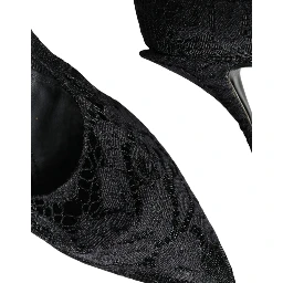 Black Mary Jane Pumps Lace Crystals Heels Shoes