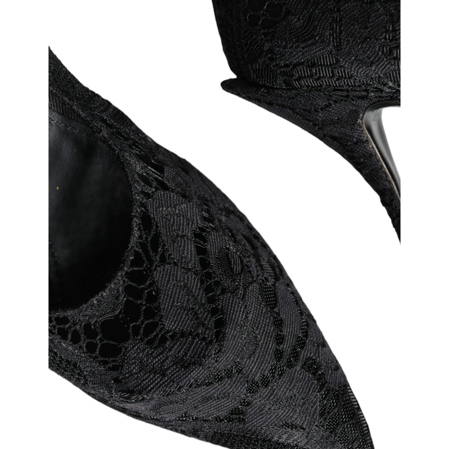 Black Mary Jane Pumps Lace Crystals Heels Shoes