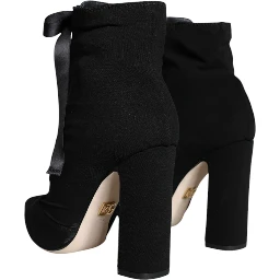 Black Jersey Stretch Ankle Booties Shoes