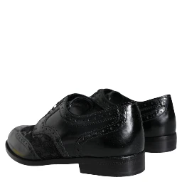 Black Leather Floral Lace Dress Formal Shoes